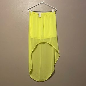 Brand New Neon Yellow Express High-Low Skirt